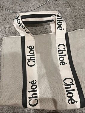 Linen and canvas tote bag